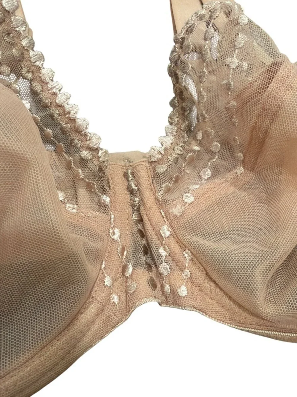 Elomi EL8900 Cafe Au Lait Sheer Underwire Bra With Lace Details US 40G
